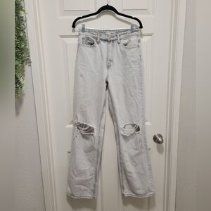 Women's Distressed Gray Jeans, Size 27